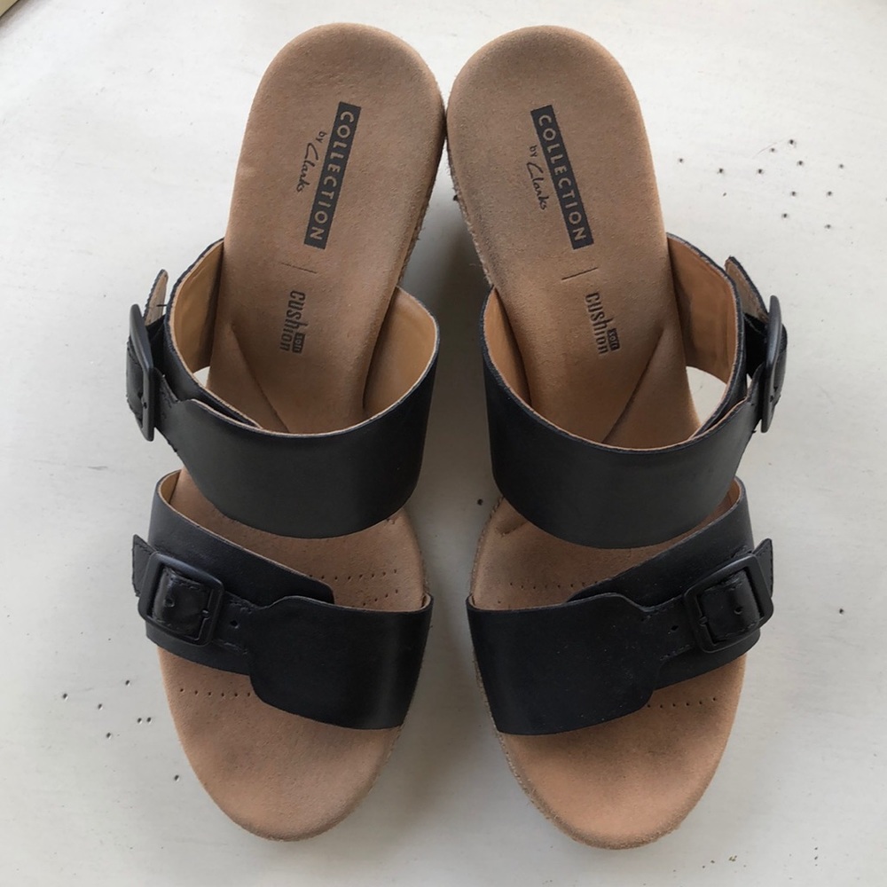 Clark’s Sandal Wedge, 7.5, Genuine Leather